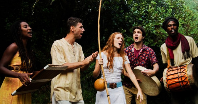 Saodaj, a band from Reunion Island in performance at an outdoor venue.